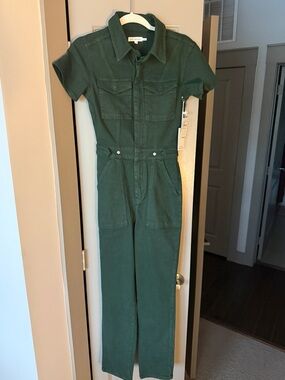 Good American Dark Green Short-Sleeve Utility Jumpsuit